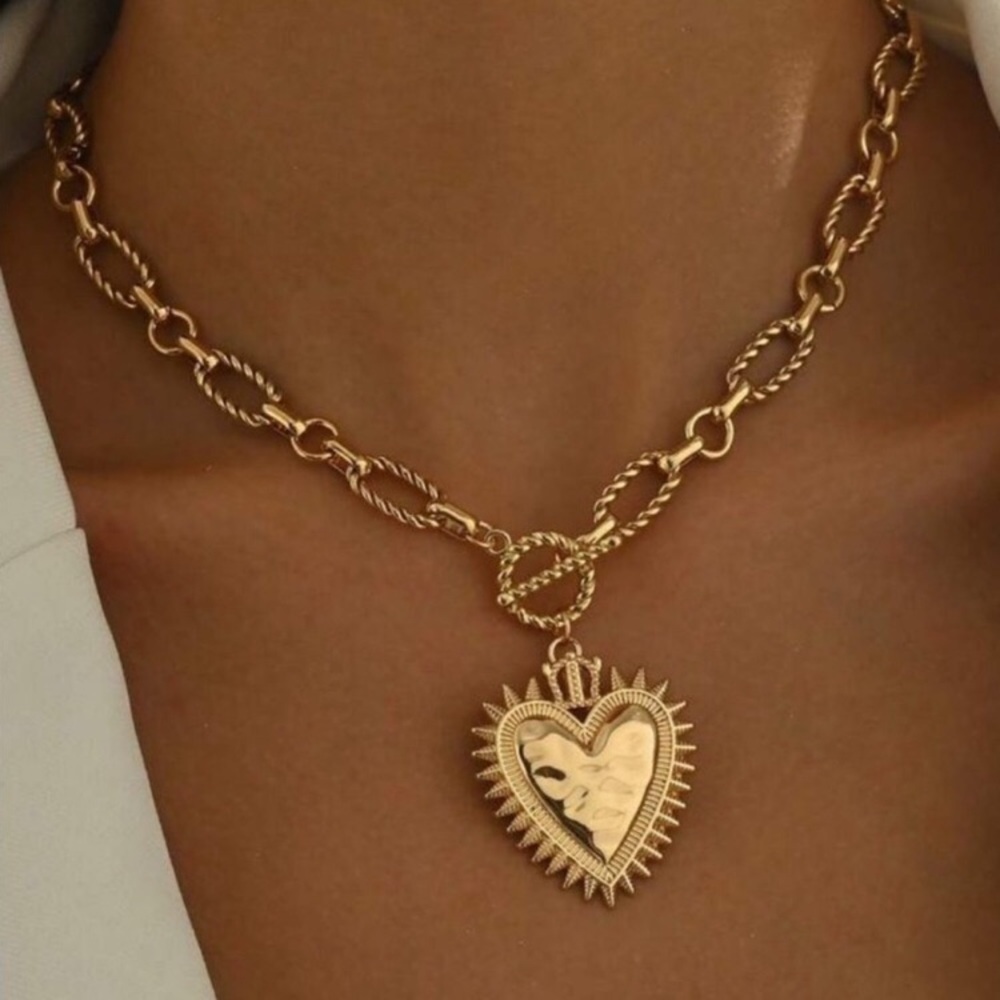 24k Gold Plated Heart Pendant Necklace new